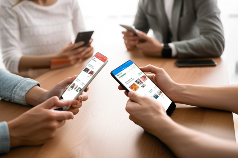 Pessoas verificando informações online