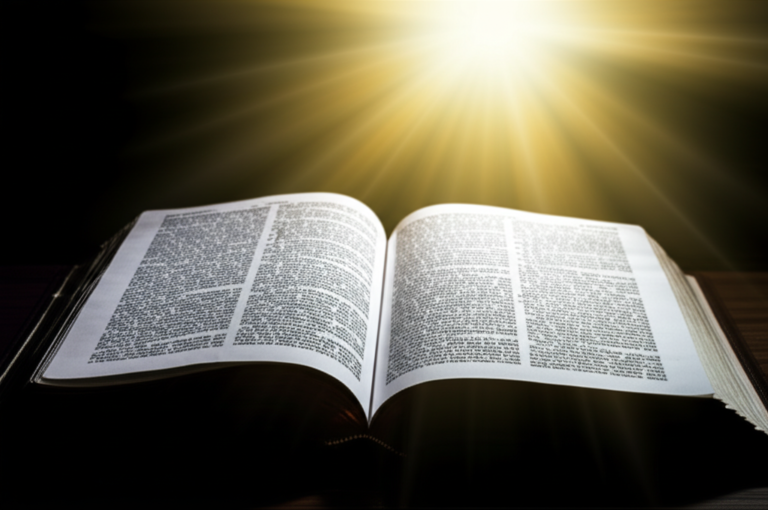 A Luz do Evangelho Bíblia aberta com luz brilhando, representando a abundância do Evangelho